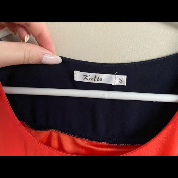 Katie Orange and Navy Summer Dress - size small - Picture 4 of 8